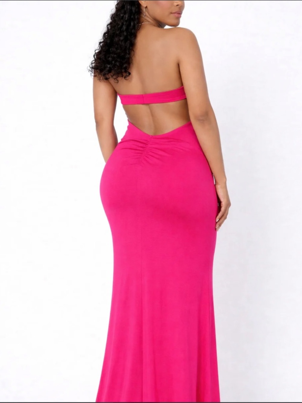 Strapless Ruched Maxi Dress - Pink - Picture 3 of 3
